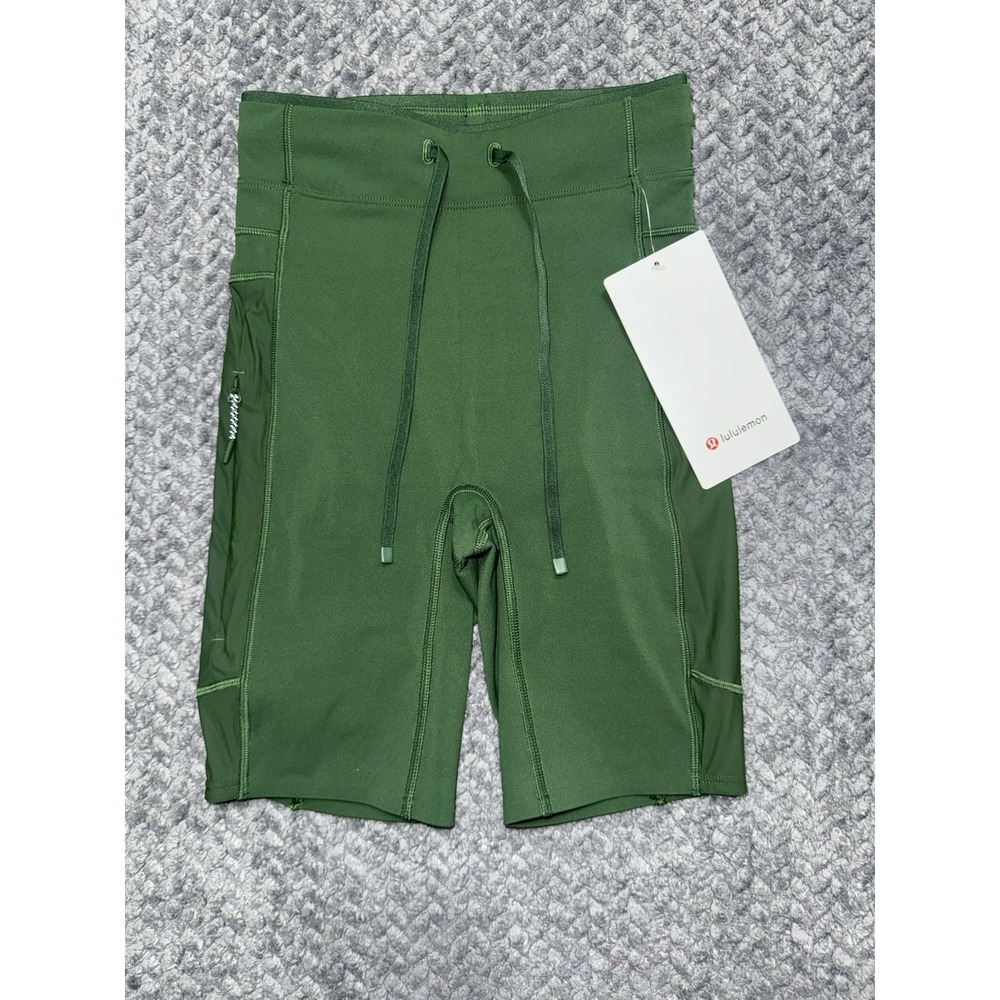 Lululemon Women's Green No Line HR Run Short Zip Pocket Size 0 NWT